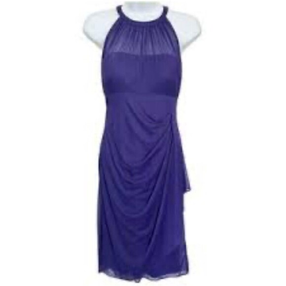 David's Bridal ~ Wisteria Chiffon Halter Neck Draped Party Dress 14 - Picture 1 of 7